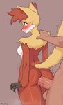 ambiguous_penetration anthro anthro_penetrated balls breasts butt canid canine delphox duo erection female female_penetrated fur generation_6_pokemon genitals haolksou hi_res human human_on_anthro human_penetrating human_penetrating_anthro humanoid_genitalia humanoid_penis inner_ear_fluff interspecies male male/female male_on_anthro male_penetrating male_penetrating_female mammal medium_breasts nintendo nipples nude penetration penile penis pink_nipples pokemon pokemon_(species) pokephilia red_body red_fur sex simple_background tail tuft white_body white_fur yellow_body yellow_fur