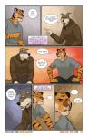 2018 anthro canid canine canis clothed clothing comic dialogue domestic_dog douglas_kim duo english_text fangs felid hi_res hoodie hybrid looking_at_another male mammal nathan_(kimmykun) open_mouth pantherine purple_eyes red_eyes speech_bubble teeth text tiger tongue topwear url wallace_(kimmykun) wolfdog