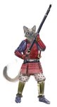 2023 anthro armor arquebus banoncat banoncat_(character) blue_eyes domestic_cat felid feline felis fur gun hi_res holding_gun holding_object holding_ranged_weapon holding_rifle holding_weapon katana male mammal matchlock melee_weapon multicolored_body multicolored_fur musket plate_armor ranged_weapon rifle samurai_armor siamese simple_background solo sword tan_body tan_fur tanegashima two_tone_body two_tone_fur weapon white_background