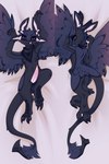 2022 4_ears animal_genitalia anthro avali avian black_body black_fur bodily_fluids butt claws dakimakura dakimakura_design erection feathered_wings feathers feet fur genital_fluids genital_slit genitals hi_res looking_at_viewer lying male mostly_nude multi_ear nude on_back paws penis precum presenting presenting_hindquarters presenting_penis scarf scarf_only solo tapering_penis vincher vortex_(vortexsleeps) winged_arms wings