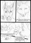 animal_genitalia antlers arania canid canine comic dave_(tcitw) deer dialogue dipstick_tail english_text feral forest fox fully_sheathed fur genitals group hair herm_(lore) horn keith_(tcitw) male maleherm_(lore) mammal markings monochrome nude outside plant sheath tail tail_markings teats text the_cabin_in_the_woods_(arania) tree