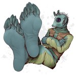 alien antennae_(anatomy) barefoot claws clothed clothing feet foot_fetish foot_focus greedo_(star_wars) green_body green_skin humanoid humanoid_feet kredri male not_furry paws plantigrade rodian simple_background soles solo star_wars toe_claws toes