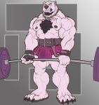 2019 4_toes 5_fingers anthro barbell bear beard belt biceps big_bulge big_muscles black_hair black_nipples black_nose bodily_fluids body_hair body_writing bulge chain chest_hair chest_tuft chin_piercing clothing deadlift detailed_bulge english_text exercise facial_hair feet fingers fur genital_outline goatee hair hi_res huge_muscles jewelry lock male mammal muscular muscular_anthro muscular_male necklace nightterror nipples pecs penis_outline plantigrade shirt solo standing sweat tank_top text text_on_body tiberious tight_clothing toes topwear tuft vein veiny_muscles weightlifting weightlifting_belt white_body white_fur workout writing_on_chest