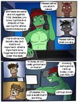 3:4 alligator alligatorid anthro asinus bat casey_ramser clothed clothing comic computer_keyboard computer_mouse crocodilian deer dialogue diego_abel donkey electronics english_text equid equine furgonomics fuze headphones hi_res jacques_(texnatsu) jorge_san_nicolas kenta_yamashita male mammal microphone monitor nipples reptile scalie sitting speech_bubble stuttering suid suina sus_(pig) texnatsu text topless wild_boar