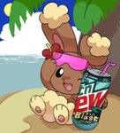 accessory ambiguous_gender baja_blast beverage beverage_can blastoise buneary cloud drinking_straw eyewear eyewear_on_head eyewear_only flower flower_accessory flower_in_hair generation_1_pokemon generation_4_pokemon hair hair_accessory hi_res horizon island lagomorph looking_at_viewer mammal mountain_dew nintendo nude one_eye_closed plant pokemon pokemon_(species) solo sun sunglasses sunglasses_on_head sunglasses_only taco_bell unknown_artist water wink