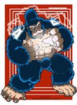 2009 abs alpha_ape_(konana-rillah) anthro ape blue_body blue_eyes blue_fur brown_eyes english_text featureless_crotch feet fur gorilla haplorhine heterochromia hi_res male mammal muscular muscular_anthro muscular_male pecs prehensile_feet primate solo tan_body tan_skin text toes tomcat_(artist)