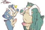 amphibian anthro balls belly biped blue_body comparing comparing_penis countershade_torso countershading duo erection eyes_closed firgun_(zi_ran) foreskin froen_(zi_ran) frog genitals green_body humanoid_genitalia humanoid_penis looking_at_another looking_at_genitalia looking_at_penis male male/male navel nude overweight overweight_anthro overweight_male partially_retracted_foreskin penis presenting presenting_genitalia presenting_penis public_erection side_view simple_background slightly_chubby smile social_nudity tan_body towel towel_on_shoulder white_background ziran