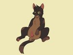 4:3 animal_genitalia animal_penis balls barkfur_(artist) brown_balls brown_body brown_fur domestic_cat fan_character felid feline feline_genitalia feline_penis felis feral fur genitals green_eyes hi_res male mammal penis sitting solo warriors_(book_series)