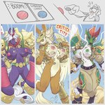 1:1 2024 anthro anthrofied bandai_namco big_breasts bottomwear breasts canid chirinmon clothed clothing conditional_dnp digimon digimon_(species) english_text equid equine female genitals green_body green_scales group hair hair_over_eyes hi_res indramon loupgarou mammal mostly_nude nipples pants partially_clothed pegasusmon pink_nipples purple_body pussy scales text torn_clothing uncle_fu wardrobe_malfunction white_hair yellow_body