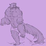 1:1 after_transformation anthro awarebear binturong claws clothed clothing fur looking_at_tail male mammal motion_lines pink_background simple_background snout solo tail topless viverrid vivverid werebinturong werecreature werevivverid whiskers