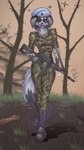 absurd_res ak-12 anthro arctic_fox blood bodily_fluids boots canid canine clothing corpse eyewear female footwear fox goggles hermitpioneer hi_res mammal midair military_uniform plant shoes shrub smile solo true_fox uniform vdv weapon