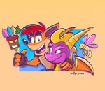 Rating: s
ID: 4458919
Date: 2023-12-07 16:56:12 -0500
Status: active
Score: 40
2023 4_fingers activision aku_aku animate_inanimate anthro arthropod bandicoot biped black_nose clothing crash_bandicoot crash_bandicoot_(series) crossover dragon dragonfly european_mythology eyebrows feral fingerless_gloves fingers fur gloves group hair handwear horn insect kevin_fagaragan living_mask looking_at_viewer male mammal marsupial mask mythological_creature mythological_scalie mythology open_mouth open_smile orange_body orange_fur pronounced_browridge purple_body purple_scales quadruped red_hair scales scalie signature simple_background smile sparx spyro spyro_the_dragon western_dragon wings yellow_horn post #4458919