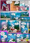 alternate_species blood blue_hair bodily_fluids bridge comic crying english_text female fluttershy_(mlp) forest friendship_is_magic hair hasbro hi_res human human_only mammal mauroz my_little_pony not_furry outside pink_hair plant purple_eyes rainbow_dash_(mlp) running tears text tree wounded