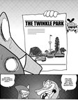 amusement_park annoyed anthro arthropod bee black_and_white bodily_fluids bold_text chameleon charmy_bee comic crocodile crocodilian cross-popping_vein crossed_arms dialogue english_text espio_the_chameleon group holding_object holding_paper hymenopteran insect lizard male monochrome open_mouth paper reptile scalie sega smile sonic_the_hedgehog_(series) sweat teeth_showing text tongue_showing trio vector_the_crocodile yuski