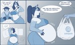Rating: q
ID: 3946510
Date: 2023-03-22 16:11:52 -0400
Status: active
Score: 121
2022 4_fingers 5_fingers anthro arm_markings bag bare_shoulders bed belly belly_overhang big_belly big_breasts bloated blue_and_white blue_text bottomwear bra breasts cervine cleavage clothed clothing comic countershading crumbs curvy_figure dark_hair deer delivery_(commerce) dessert dialogue digital_drawing_(artwork) digital_media_(artwork) dipstick_ears doe_(pewbutt) doughnut dream duo ear_markings ears_down eating eating_food ellipsis english_text exclamation_point eyebrows eyelashes eyes_closed felid feline female fingers food food_delivery food_pile fur furniture gelatingent glorp gloves_(marking) hair hair_over_eye hair_over_eyes hand_on_belly holding_belly holding_doughnut holding_food holding_object hooved_fingers hooves hypocrite inner_ear_fluff light_body long_hair looking_at_another looking_at_food looking_at_object lying lying_on_bed lynx mammal markings midriff monochrome multicolored_ears narrowed_eyes navel obese obese_anthro obese_female obscured_eyes offscreen_character on_back on_bed one_eye_obstructed open_mouth overweight overweight_anthro overweight_female pants pastry pie pillow pivoted_ears plastic_bag ponytail potbelly role_reversal rumbling_stomach scut_tail short_tail shoulder_markings simple_background sleeping slightly_chubby slightly_chubby_anthro slightly_chubby_female smile snow_(pewbutt) speech_bubble sports_bra spots spotted_body spotted_fur spotted_markings standing stuttering tail teeth text thick_thighs thought_bubble tuft underwear weight_difference weight_gain weight_loss white_text yoga_pants post #3946510