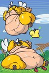 anthro aviator_cap aviator_goggles butt_slam duo flying hi_res koopa koopa_paratroopa koopa_troopa male mario_bros morbidly_obese nintendo obese obese_anthro obese_male overweight overweight_anthro overweight_male paper_mario parakarry scalie sitting_on_another solo_focus tehsquishyray wings