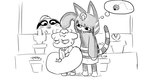 16:9 2023 animal_crossing ankha_(animal_crossing) anthro arthropod beetle bob_cut bodily_fluids cactus clothing cucujoid digital_drawing_(artwork) digital_media_(artwork) domestic_cat dragonweirdo elemental_creature felid feline felis female flora_fauna greyscale group hi_res hoodie insect ladybug leif_(animal_crossing) male mammal mario_bros market_stall markings marshal_(animal_crossing) monochrome nervous nintendo outside pilosan piranha_plant plant rodent sciurid sketch sloth smile striped_markings striped_tail stripes sweat tail tail_grab tail_markings topwear tree_squirrel trio uraeus widescreen xenarthran