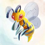 1:1 2016 ambiguous_gender arthropod beedrill digital_media_(artwork) digital_painting_(artwork) generation_1_pokemon hymenopteran insect nintendo pokemon pokemon_(species) solo tsaoshin wings