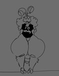 2023 2_toes antennae_(anatomy) anthro arthropod arthropod_abdomen bee bee_(fluffybeeboy) big_abdomen big_antennae bored clothing collar eyebrows feet fluffy fluffybeeboy hi_res huge_thighs hymenopteran insect male monochrome shirt solo thick_eyebrows thick_thighs toes topwear