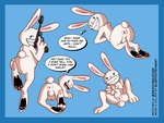 4:3 absurd_res anthro anus ass_up balls blue_border bluefootednewt border butt feet genitals gun half-closed_eyes hi_res lagomorph looking_at_viewer looking_back luger male mammal masturbation max_(sam_and_max) narrowed_eyes p08_luger pawpads penis presenting ranged_weapon sam_and_max sharp_teeth solo tail teeth weapon weirdoenjoyer