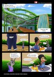 absurd_res anthro barefoot bear bottomwear clothed clothing cloud comic detailed_background dialogue dipstick_ears disney ear_markings english_text eulipotyphlan feet fru_fru fur grey_body grey_fur group hi_res holding_character judy_hopps koslov_(zootopia) lagomorph leporid link6432 mammal multicolored_ears pants polar_bear rabbit shirt shrew sky speech_bubble text topwear url ursine white_body white_fur young young_anthro zootopia