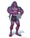 2023 4:5 anthro areola bars biceps biped bottomwear cephalopod clothed clothing coleoid cuttlefish decapodiform digital_media_(artwork) english_text hi_res holding_object male marine mollusk muscular muscular_anthro muscular_male navel nipples non-mammal_nipples pecs plantigrade purple_body shirt shorts simple_background solo standing taran_fiddler text topless topwear werecreature werecuttlefish weretober white_background