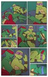 bodily_fluids brother_(lore) brothers_(lore) camping_tent comic donatello_(tmnt) eyes_closed group inside_tent kerchief leonardo_(tmnt) male michelangelo_(tmnt) momorawrr neattea nervous nervous_sweat raphael_(tmnt) reptile scalie sibling_(lore) sleeping sweat teenage_mutant_ninja_turtles tent turtle