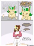 3:4 absurd_res anthro breasts brown_hair canid canine clothed clothing comic dialogue digital_drawing_(artwork) digital_media_(artwork) duo eeveelution english_text female flamberry_(artist) fur generation_4_pokemon generation_5_pokemon hair hi_res ibispaint_(artwork) leaf leafeon lyennan_venizee_flare_(flamberry) male male/female mammal maya_lin_(flamberry) mienfoo mienshao nintendo open_mouth pokemon pokemon_(species) simple_background tan_body tan_fur text thinking thoughtful_expression