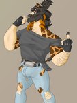 Rating: q
ID: 5657039
Date: 2025-06-21 01:09:15 -0400
Status: active
Score: 2
adam's_apple anthro beard belt belt_buckle big_bulge black_belt black_clothing black_jewelry black_topwear blue_bottomwear blue_clothing blue_jeans blue_pants body_hair bottomwear brown_eyes buckle bulge chain cigarette cigarette_in_mouth clothed clothing curly_hair denim denim_bottomwear denim_clothing ear_piercing eye_scar facial_hair facial_piercing facial_scar fingers fur gesture giraffe giraffid gloves grey_clothing grey_hair grey_shirt grey_topwear hair hand_gesture handwear hi_res hooved_fingers hooves jeans jewelry lip_piercing long_beard male mammal markings middle_finger mole_under_eye mora_giraffe_(starmoral) musclegut muscular muscular_anthro muscular_male mustache nose_jewelry object_in_mouth pants pecs piercing ponytail pubes scar shirt solo spots spotted_body spotted_fur starmoral tall tied_shirt tongue topwear torn_bottomwear torn_clothing torn_jeans torn_pants post #5657039