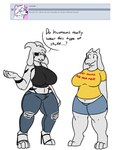 2017 4_toes anthro asriel_dreemurr_(god_form) big_breasts biped boss_monster_(undertale) bottomwear bovid breasts caprine clothing crossgender denim denim_bottomwear denim_clothing digitigrade_heels duo english_text feet female footwear fur high_heels horn jeans long_ears mammal mtf_crossgender mule_heels pants robertge shoes soleless_footwear soleless_heels solo stiletto_heels text thick_thighs thong toeless_heels toes toriel undertale undertale_(series) underwear unusual_heels white_body white_fur wide_hipped_female wide_hips