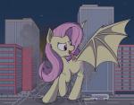 2016 bat_pony city crash cutie_mark destruction equid female feral flutterbat_(mlp) fluttershy_(mlp) forked_tongue friendship_is_magic group hair hasbro hi_res hooves long_hair macro mammal membrane_(anatomy) membranous_wings my_little_pony outside pink_hair rapidstrike tongue tongue_out wings