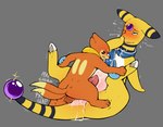 ampharos amphy anal anal_orgasm anal_penetration anthro backsack balls blush bodily_fluids buizel cum cum_in_ass cum_inside cum_on_face cum_on_own_face cum_on_self cum_while_penetrated duo ejaculation electricity electrogenesis feral generation_2_pokemon generation_4_pokemon genital_fluids genitals hands-free hi_res kai_(mr.smile) larger_penetrated male male/male mr.smile nikko_(character) nintendo orgasm penetration penile penile_penetration penis_in_ass pokemon pokemon_(species) size_difference small_dom_big_sub