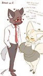 2021 9:16 aggretsuko anthro big_breasts bigbeanpole blush breasts canid canine clothed clothing comic dialogue duo english_text fakeryway female fennec_fox fenneko fox haida_(aggretsuko) hand_holding heart_symbol hi_res huge_breasts hyena male mammal sanrio short_stack spotted_hyena tail tail_motion tailwag text true_fox