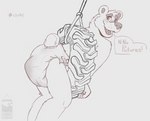 2022 absurd_res anthro bear blush bottlebear clothed clothing dialogue diaper digital_drawing_(artwork) digital_media_(artwork) embarrassed english_text feces fur hi_res humiliation looking_back male mammal manor_(bottlebear) open_mouth simple_background soiled_diaper soiling solo teeth text tire tire_swing unclean_diaper used_diaper