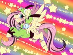 2010s_theme abstract_background alternative_fashion antonymph beaded_jewelry beads blep blue_eyes clothed clothed_feral clothing colorful_theme coontail_hair cosplay crossover crossover_cosplay cutie_mark electronics equid equine fan_character female female_feral feral fluttershy_(mlp) fluttgirshy friendship_is_magic fur generation_1_pokemon gir_(invader_zim) gir_hoodie happy hasbro headphones headphones_around_neck invader_zim jewelry kandi_(jewelry) kipaki looking_at_viewer mammal my_little_pony mythological_creature mythological_equine mythology nickelodeon nintendo pegasus pikachu pokemon pokemon_(species) rainbow_theme scene_(fashion) smile smiling_at_viewer solo tongue tongue_out wings y2k_(graphic_design) yellow_body yellow_fur yellow_wings