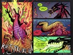 blood bodily_fluids bursting_out cobra colored_fire dialogue disney disney's_aladdin dragon duo english_text female feral fire gore green_fire guts hi_res jafar_(disney) male maleficent mythological_creature mythological_scalie mythology organs reptile scalie sleeping_beauty_(1959) snake spicynoodleart text