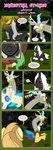 absurd_res alice_goldenfeather_(estories) anthro black_border border chimera clenched_teeth cutie_mark dialogue discord_(mlp) draconequus ears_down ears_up english_text equid equine estories everfree_forest eye_scar eyes_closed facial_scar female feral friendship_is_magic glowing glowing_eyes grass grin group hasbro hi_res horn looking_up magic male mammal mobius_(estories) my_little_pony mythological_creature mythological_equine mythology outside pegasus pivoted_ears plant preparing rock rogue scar smile smirk teeth text tree trio unicorn wings yellow_eyes yellow_glow