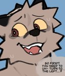 absurd_res anthro canid canine canis comic dialogue domestic_dog headshot_portrait hi_res looking_away male mammal portrait rygel_spkb solo speech_bubble