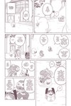 7_panel_comic aries_(aots) bag big_hair black_text building cheek_spots comic day dialogue digital_media_(artwork) door elemental_creature ellipsis english_text exclamation_point eyes_closed female female_(lore) flora_fauna generation_2_pokemon generation_5_pokemon group hair high-angle_view horn koko_(aots) leaf leif_(aots) looking_at_another monochrome motion_lines muro_(aots) nintendo open_mouth outside petilil pichu plant pokemon pokemon_(species) pokemon_mystery_dungeon question_mark scarf shadow speech_bubble spike_chunsoft stairs standing street_lamp talking_to_another teeth text tongue town tree umikit walking whimsicott window