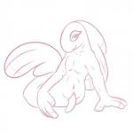 1:1 alomomola anthro anthrofied erection fish generation_5_pokemon genitals hi_res looking_at_viewer male marine monochrome nintendo nude penis pokemon pokemon_(species) posexe simple_background smile solo source_request white_background