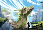 ambient_bird ambiguous_gender cloud dragon elemental_creature feral mountain mythological_creature mythological_scalie mythology nature nature_background rock scalie sky skyscape the_wandering_village yolu