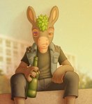 alcohol anthro asinus beverage black_eye_(injury) bruised choko_(chokodonkey) chokodonkey clothing comic conditional_dnp donkey equid equine hi_res male mammal punk_hair solo