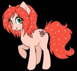 closed_smile cutie_mark eyelashes female feral green_eyes green_hair hair hasbro looking_at_viewer low_res milk-jug mouth_closed my_little_pony pink_body red_hair red_tail side_view smile solo sparkles sparkling_hair sparkling_tail tail