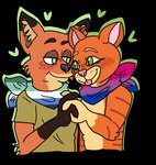 affectionate alpha_channel anthro bandanna bisexual_pride_colors blep blush blush_lines canid canine clothing crossover disney domestic_cat dreamworks duo eye_contact eyebrows felid feline felis fox fur fuzzy green_eyes half-closed_eyes hand_holding happy heart_symbol kerchief lgbt_pride looking_at_another looking_at_partner love male male/male male_anthro mammal narrowed_eyes nick_wilde nuzzling orange_body orange_fur pokesil pride_colors puss_in_boots_(character) puss_in_boots_(dreamworks) red_fox romantic romantic_couple scarf shirt simple_background smile standing tabby_cat tongue tongue_out topwear transparent_background true_fox vincian_pride_colors whisker_spots zootopia