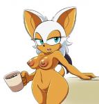 anthro areola bat beverage big_areola big_breasts breasts coffee erect_nipples female genitals hi_res hyoumaru innie_pussy looking_at_viewer mammal nipples nude nude_anthro nude_female presenting presenting_breasts presenting_pussy pussy rouge_the_bat sega simple_background solo sonic_the_hedgehog_(series) tan_body tan_skin white_background wings