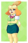 absurd_res animal_crossing canid canine female hi_res humanoid hyanuhedgehog isabelle_(animal_crossing) mammal nintendo solo