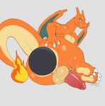 anal anal_penetration anus ball balls butt buttplug charizard claws erection gaping gaping_anus generation_1_pokemon genitals hi_res male nintendo nude object_in_ass orange_body penetration penis plug_(sex_toy) pokemon pokemon_(species) sex_toy sex_toy_in_ass sex_toy_insertion simple_background slimefur smile solo tail wings