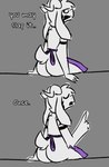 absurd_res anthro apron apron_only asriel_dreemurr asriel_dreemurr_(god_form) boss_monster_(undertale) bovid butt caprine clothing eyes_closed fur goat hi_res looking_back male mammal purple_clothing simple_background solo thatrabiddog two_panel_image undertale undertale_(series) white_body white_fur you_may_spank_it_once