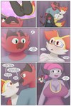 after_transformation anthro big_breasts black_body black_fur blush border braixen breasts carrying_another carrying_partner clothed clothing colored comic decourem dialogue english_text eyewear falling female fur gender_transformation generation_6_pokemon generation_7_pokemon glasses group hair hi_res hoopa hoopa_(confined) incineroar kissing leaving legendary_pokemon looking_up love love_at_first_sight male mtf_transformation nintendo nipples nude open_mouth orange_body orange_fur pokemon pokemon_(species) portal profanity purple_body purple_hair red_body red_fur size_difference smaller_female species_transformation speech_bubble text thick_thighs transformation trio white_body white_border white_fur yellow_body yellow_fur