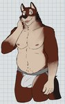 2024 anthro belly biped black_claws bulge canid canine canis checkered checkered_background claws clothed clothing detailed_bulge digital_drawing_(artwork) digital_media_(artwork) echo_(game) echo_(series) echo_project eyebrows fur genital_outline hand_on_neck hi_res jockstrap jockstrap_only leo_alvarez looking_aside male male_anthro mammal multicolored_body navel neck_tuft nipples orange_eyes overweight overweight_anthro overweight_male partially_clothed partially_clothed_male pattern_background penis_outline pink_nipples portrait raised_eyebrow red_body red_fur red_nose red_wolf simple_background solo standing tan_body tan_fur tan_inner_ear thick_thighs three-quarter_portrait topless tuft underwear underwear_only unsafescapewolf whiskers white_background white_clothing white_sclera white_underwear wolf